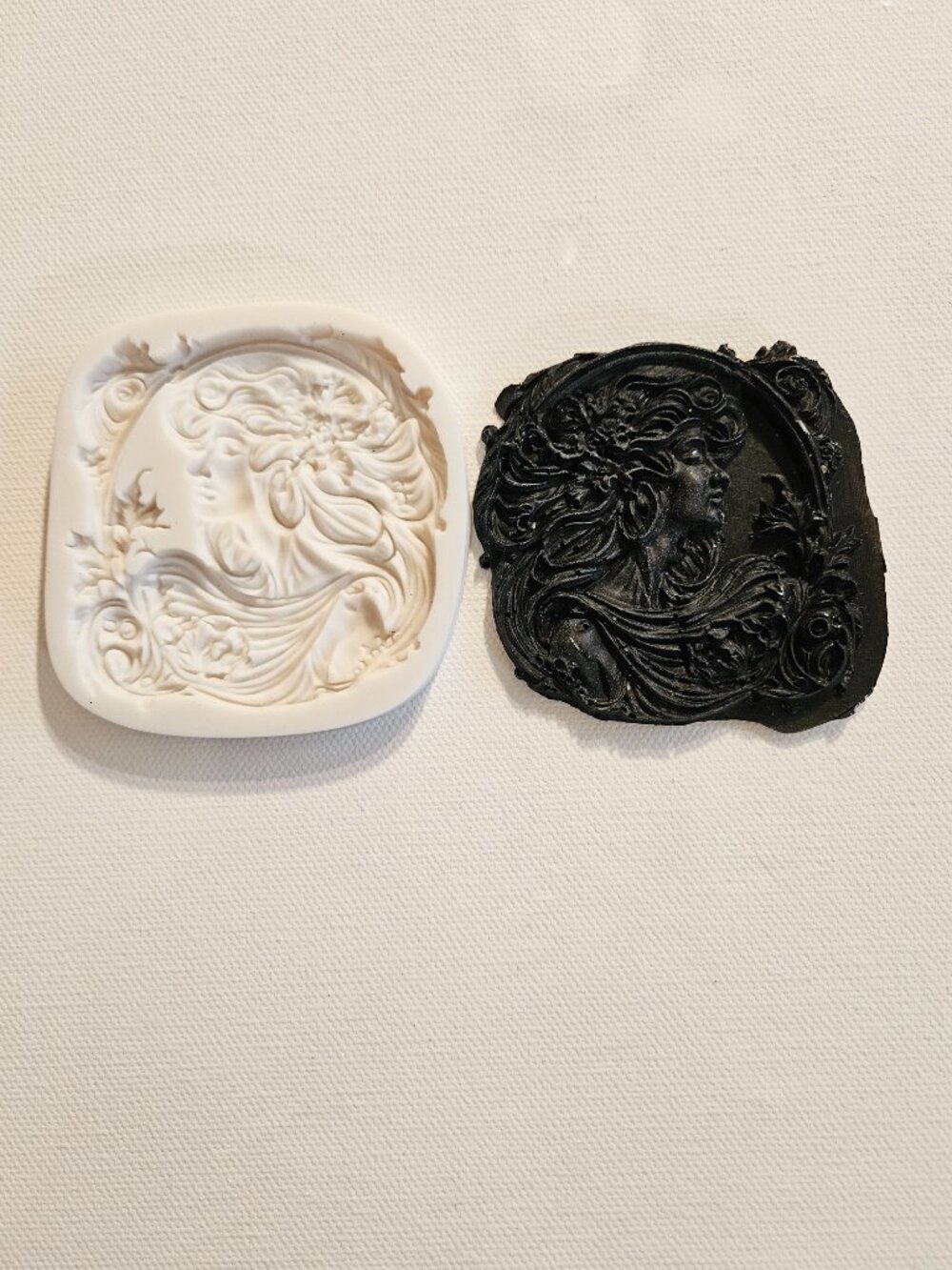 Elegant Floral Woman's Profile Silicone Mold